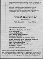 Traueranzeige Ernst Kutschke