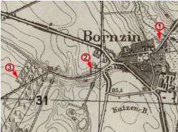 Lage der Friedhöfe von Bornzin